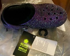 Crocs Classic Clog Space Glitter Lined ✨ 210764-0C4 GLOW IN DARK ✨Kids J2