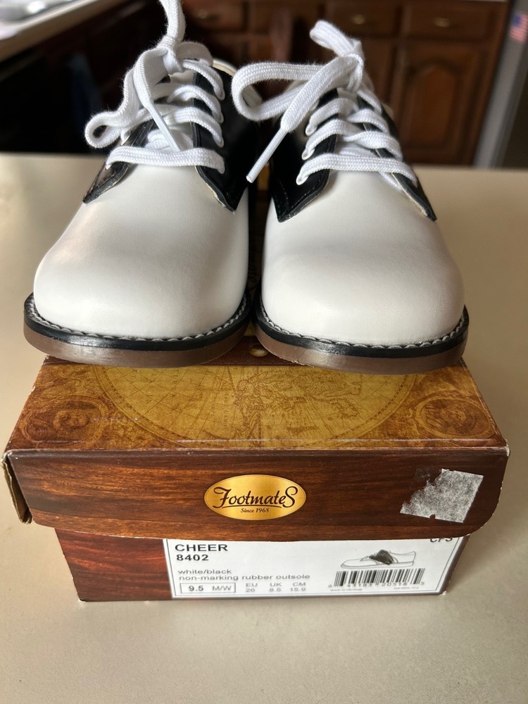 Footmates Cheer Saddle Oxford Size 9.5 Child Black & White Dress School Uniform
