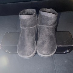 FabKids Black Faux Fur Lined Textile Bootie Unisex Kids US 8 UK 7 EU 24 Pull On