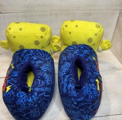 Nickelodeon SpongeBob SquarePants Youth Boys Plush Slippers Graffiti Size 13-1
