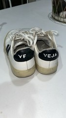Veja Big Kids 5US White Black Leather Kids Shoes