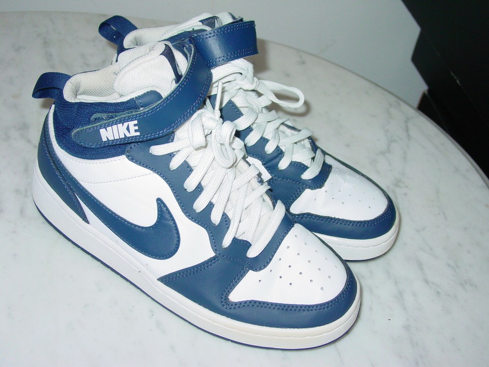 2020 Nike Court Borough Mid 2 White/Signal Blue Youth Basketball Shoes! Size 7Y
