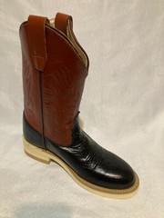 Old West Kids Western Boots Genuine Leather size 2.5 New with Box Tan / Black