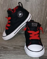 New Converse – CT Street Mid Top Black Red Sneakers – Infant 7 – 740462F