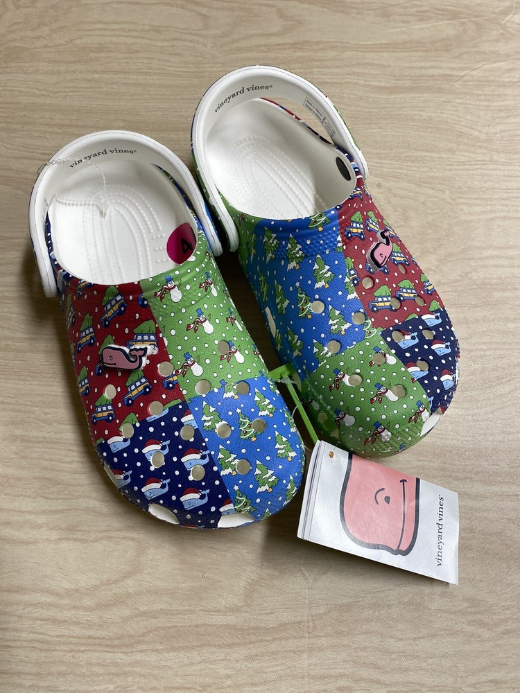 Vineyard Vines Christmas Holiday Crocs Clogs Kids Size 4 Womens Size 6 NWT