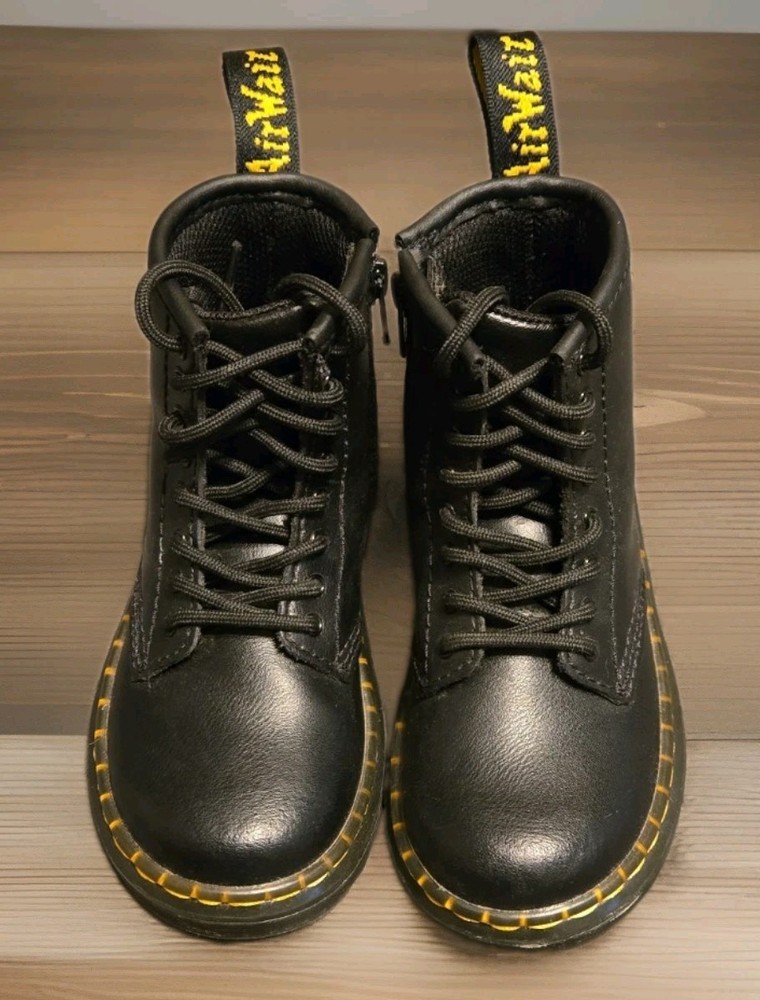 Dr. Martens AirWair Leather Boots – Black – Size Kids 8 – Lace & Zip – Toddler