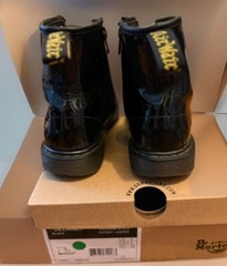 Dr. Martens Pascal Youth Size 4 Black Patent Leather Lace Up Combat Boots 1460 J