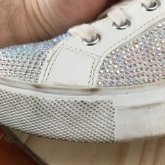Steve Madden Shoes Junior 1 Jceecee Sneakers Crystal Embellished Silver Lace Up
