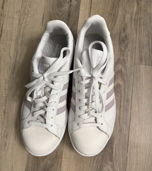 adidas Cloudfoam Kids Low Top Lace-Up Sneakers White/Purple US 9.5 EU 42