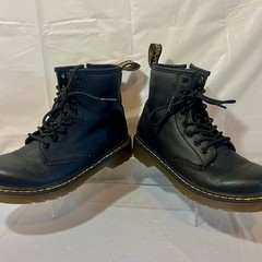 Dr. Martens Junior 1460 Softy T Black Leather Lace-Up Side Zip Boots Kids Size 2