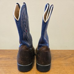 Ariat Brown Blue Leather Square Toe Cowboy Boots Size 2.5 Farmer Stylish Red