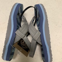 Reef Little Ahi Ocean Flip Flops Blue Gray Sandals with strap Size 3/4 New