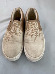 Vans Customized White Shoes Youth Size 4 Used