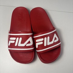 FILA Sleek Slides ST Red White Sandals Flip Flop All Day Kids Size 2