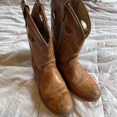 ACME Circle A Brown Leather Stitched Cowboy Boots Kids Size 11B