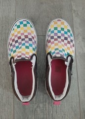Vans Rainbow Checkered Classic Slip-On Shoes US Missy 4.5