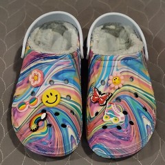 Crocs Baya Juniors 3 Lined Pastel Swirl Out of this World II Clogs Shoes