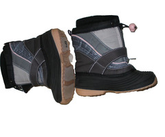 BUSTER BROWN CHILL CHASERS GRAY BLCK PINK RAIN SNOW DUCK STYLE BOOTS / LINERS 10