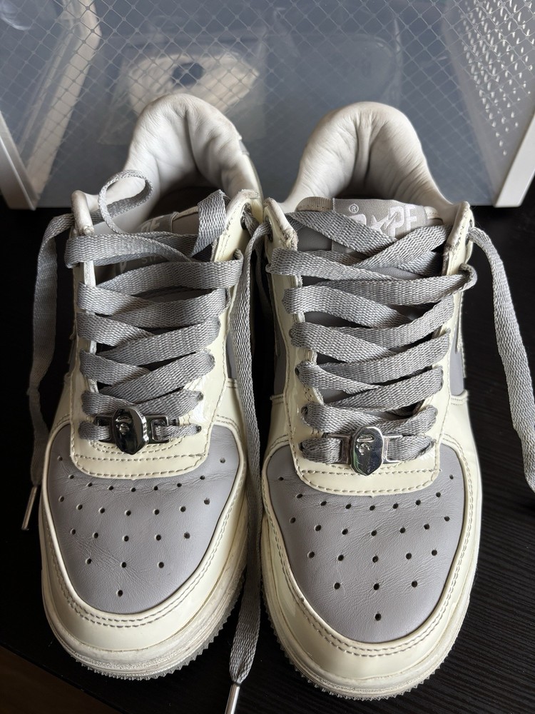 BAPE Light Grey/White Sneakers Size 5 Kids Used No Box
