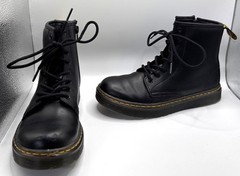 Dr. Doc Martens Zavala J Combat Boots Kids Black Leather Unisex US Size 3