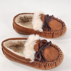 J.Crew Crewcuts Suede Faux Shearling Moccasins Slip On Loafers Toddler 5 Brown