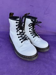 Dr.Martens Air Wair White Leather Boots With Zipper 1460 J US Size 3 Unisex