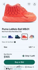 ✨Puma LaMelo Ball MB.01 ‘Red Blast’, TD Size 7C✨