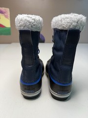 SOREL Yoot Pac Navy Nylon Waterproof Fleece Lined Kids Snow Boots Sz 2 MSRP $90