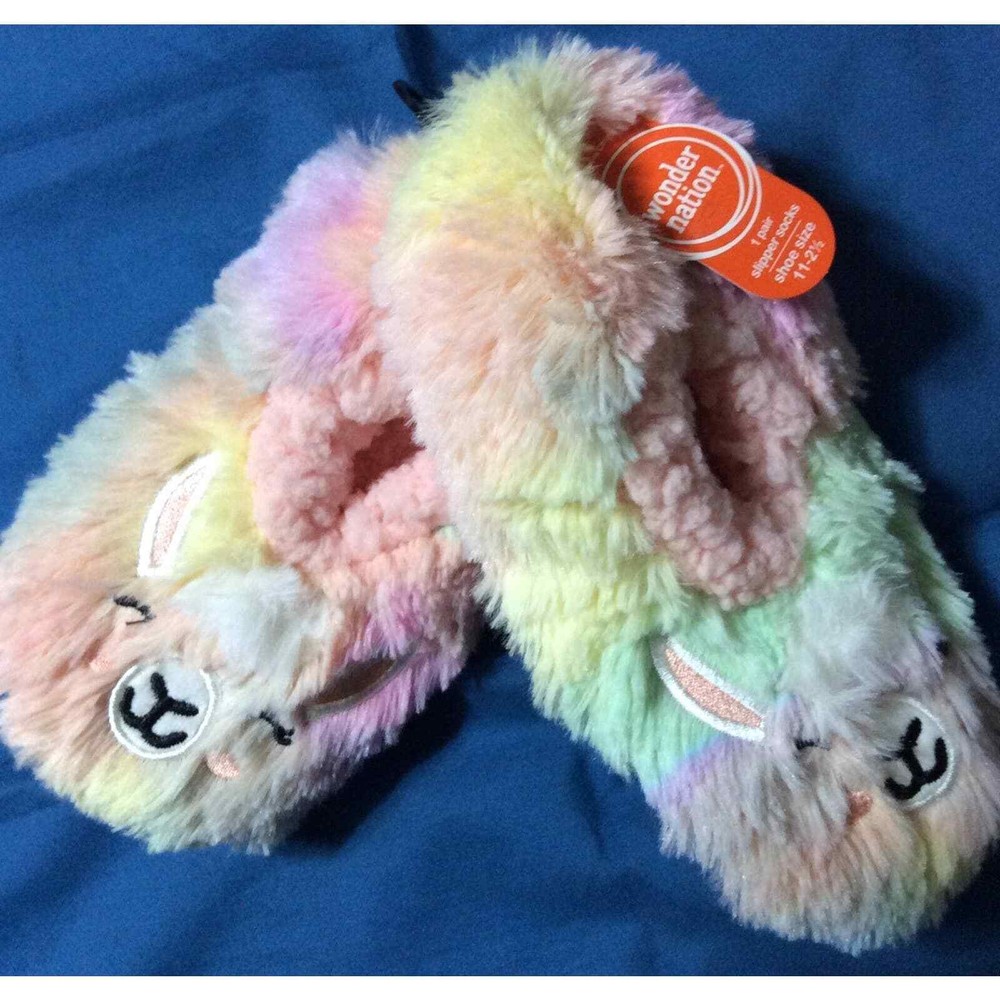 2pair slippers-Colorful Llama and Unicorn
