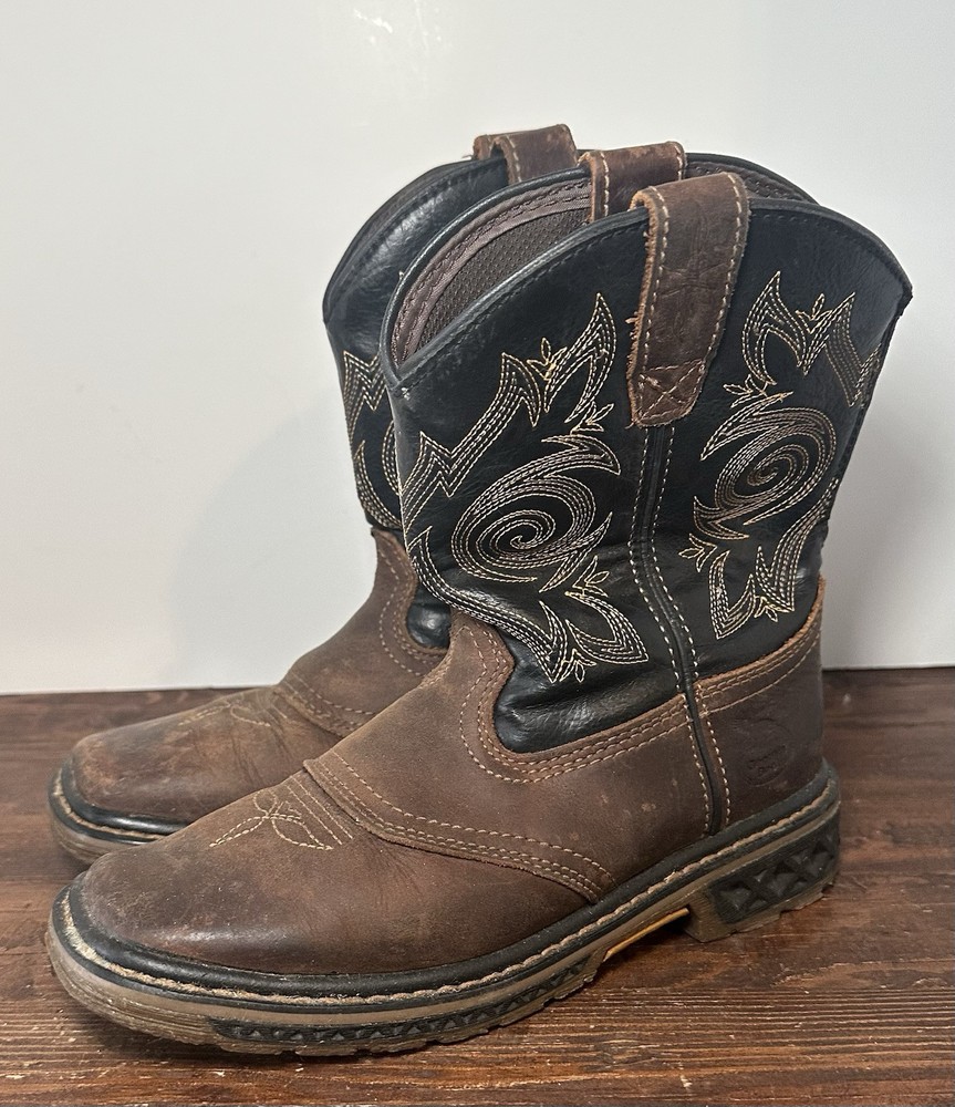 Georgia Boot Carbo-Tec Kids Us Size 2 Pull-On Zip Saddle Boot Brown GB00343C