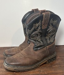 Georgia Boot Carbo-Tec Kids Us Size 2 Pull-On Zip Saddle Boot Brown GB00343C