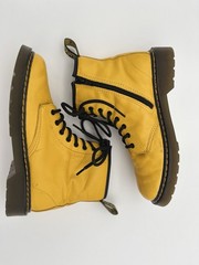 Dr. Martens 1460 J Yellow Leather Lace Up Side Zip Combat Boot Junior Youth 4 US