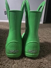 Crocs Handle It Unisex Kids Rain Boots Green Pull-On Rubber Waterproof US 12