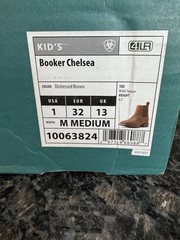 Ariat Kids Booker Ultra Brown Bantamweight Wide Square Toe Chelsea Boots Sz 1