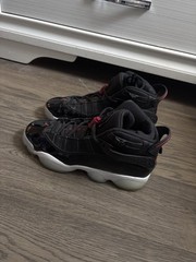 Size 5.5 (GS) – Jordan 6 Rings Low Black Gym Red