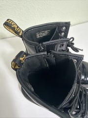 Dr. Martens Doc 1460 J Juniors Combat Boots Size 4 Glossy Black Leather Side Zip