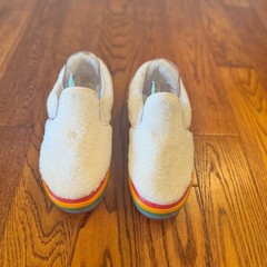 VANS Classic Slip-on Shearling Rainbow Platform Kids Size 6 Women’s 8 Skater