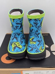 Bogs Super Dino Kids US 5 Blue 100% Waterproof Mid Calf Rain Boot – NIB