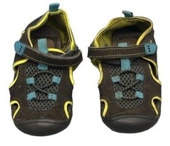 charter’s brown yellow blue hook & loop kid sandal size 5 READ