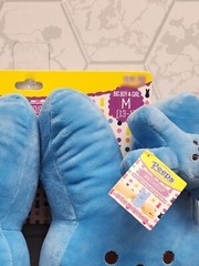 New Kids Easter Peeps Plush Bunny Blue Slippers, Size M 13-1