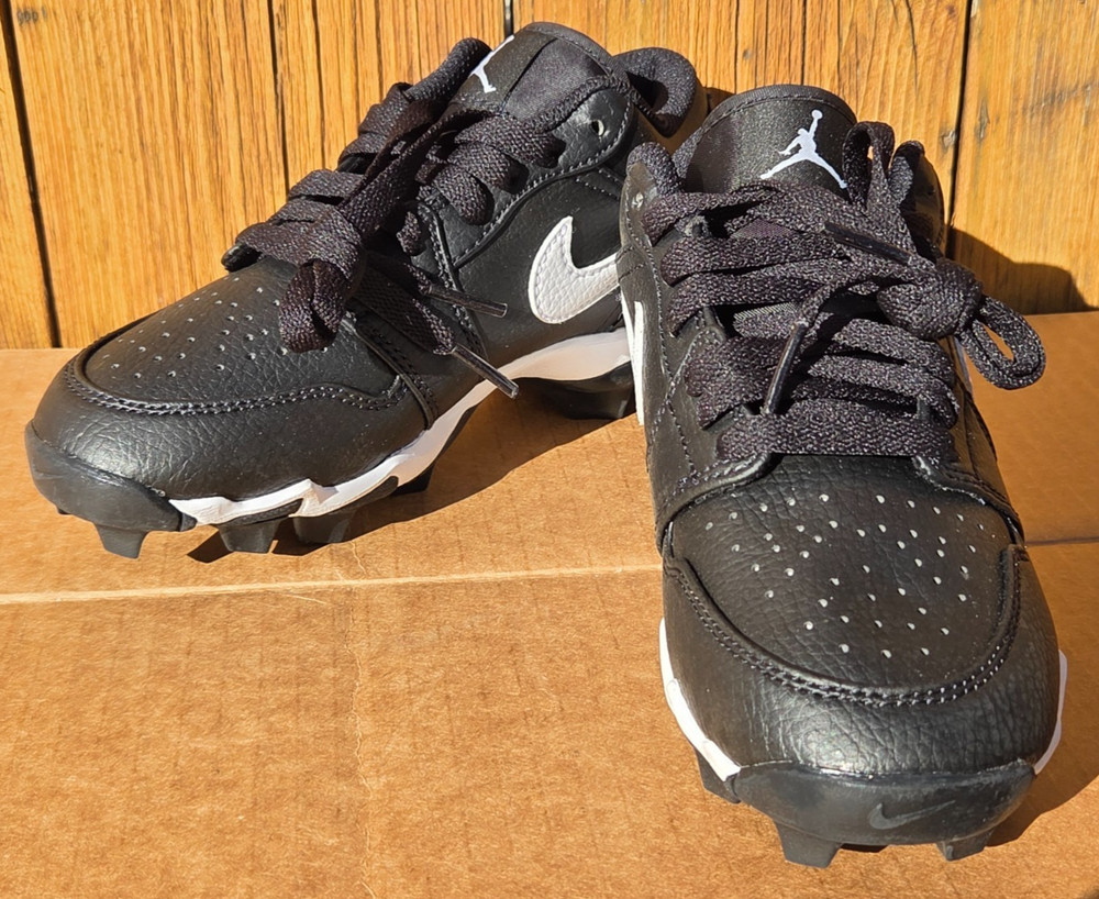 New Nike Youth Air Jordan 1 Low Cleats Various Sizes Black White HF6885 001