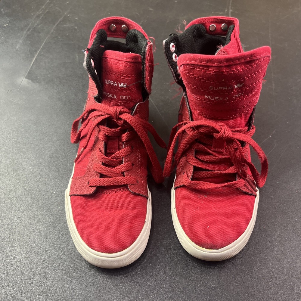NEW SUPRA KIDS SKYTOP Red White Junior PS KIds Shoes SK13053 Sz 13