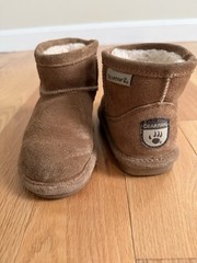 BEARPAW Toddler Brown Suede Lined Ankle Bootie Slip-On US 8 EU 25 UK 7