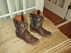 El General Brown Snake Print Leather Square Toe Cowboy Boots Youth sz 13 Mex 20