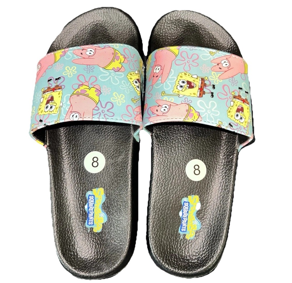 NWT! NICKELODEON RUGRATS SLIDES Graphic Pink White Beach Pool, Kids Youth Size 8