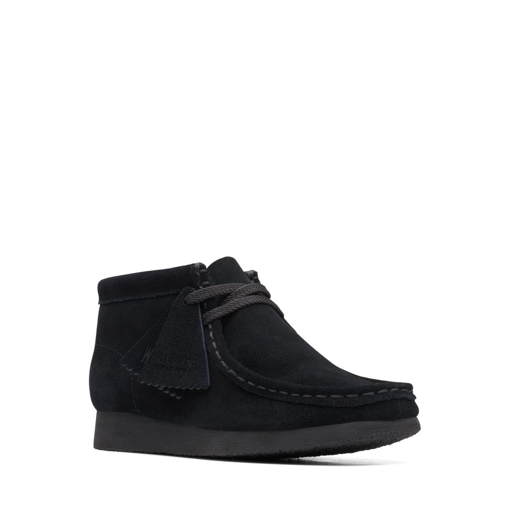Clarks Kids Wallabee Boot O Black Suede 26168044