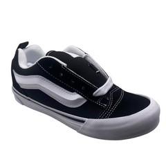 NEW Vans Knu Skool Black White Kids Size 2.5 Low Top Skate Shoes Sneakers