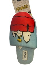 Peanuts Childrens Snoopy & Woodstock Soft Plush Blue Slippers Sz L/XL
