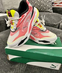 Junior Size 4C PUMA Sneakers ~RS-Fast Paradise Jr ~ White-Ignite Pink Yellow
