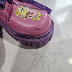 SpongeBob SquarePants Patrick Star Kids Pink Purple Lace-Up Zip Boots Size 6